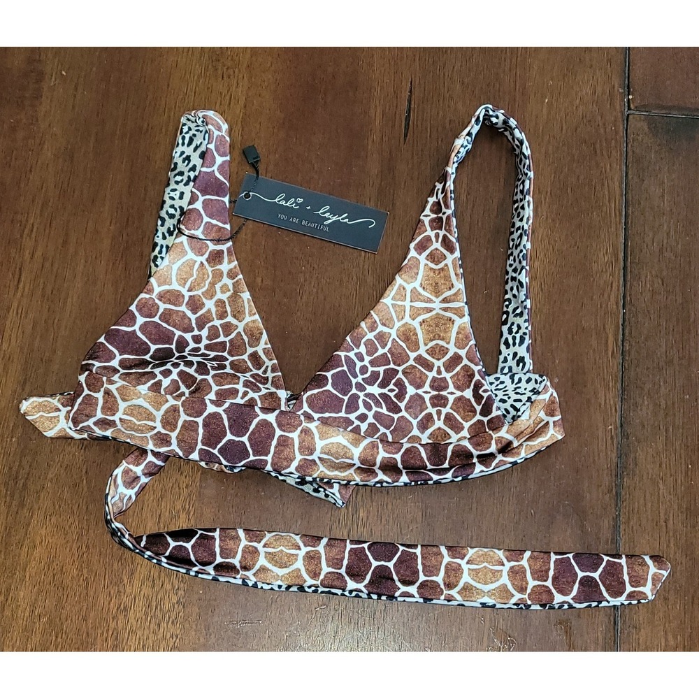 Lali & Layla Women Swim Top XS Animal Print‎ Reversible Bikini top